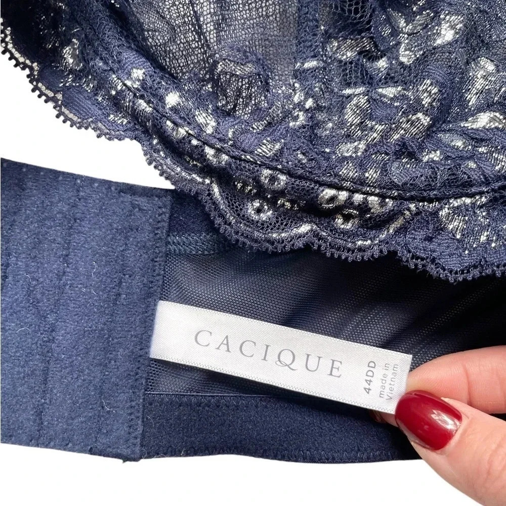 Cacique Metallic Lace Unlined Balconette Bra - Picture 2 of 4